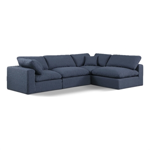 Meridian Furniture Comfy Navy Linen Textured Fabric 4-Pc. Modular Sectional