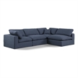 Meridian Furniture Comfy Navy Linen Textured Fabric 4-Pc. Modular Sectional