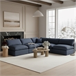 Meridian Furniture Comfy Navy Linen Textured Fabric 5-Pc. Modular Sectional