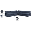 Meridian Furniture Comfy Navy Linen Textured Fabric 5-Pc. Modular Sectional