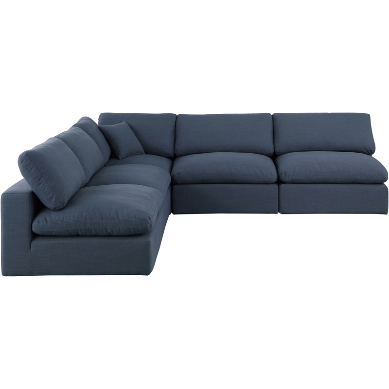 Meridian Furniture Comfy Navy Linen Textured Fabric 5-Pc. Modular Sectional