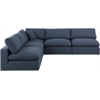 Meridian Furniture Comfy Navy Linen Textured Fabric 5-Pc. Modular Sectional