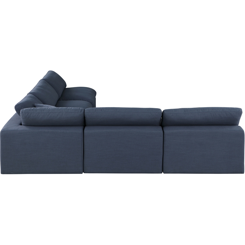 Meridian Furniture Comfy Navy Linen Textured Fabric 5-Pc. Modular Sectional