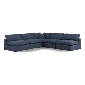 Meridian Furniture Comfy Navy Linen Textured Fabric 5-Pc. Modular Sectional