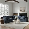 Meridian Furniture Comfy Navy Linen Textured Fabric 5-Pc. Modular Sectional