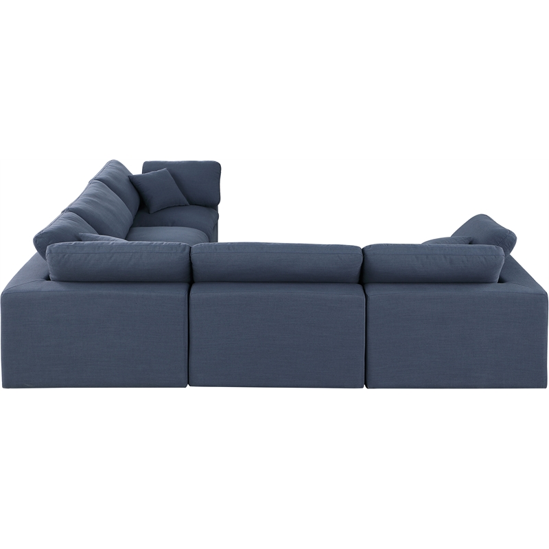 Meridian Furniture Comfy Navy Linen Textured Fabric 5-Pc. Modular Sectional