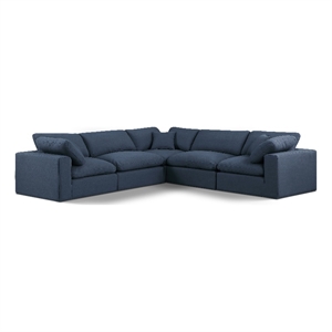Meridian Furniture Comfy Navy Linen Textured Fabric 5-Pc. Modular Sectional