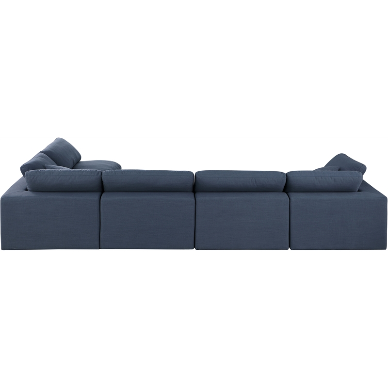 Meridian Furniture Comfy Navy Linen Textured Fabric 5-Pc. Modular Sectional