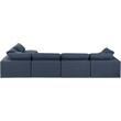 Meridian Furniture Comfy Navy Linen Textured Fabric 5-Pc. Modular Sectional