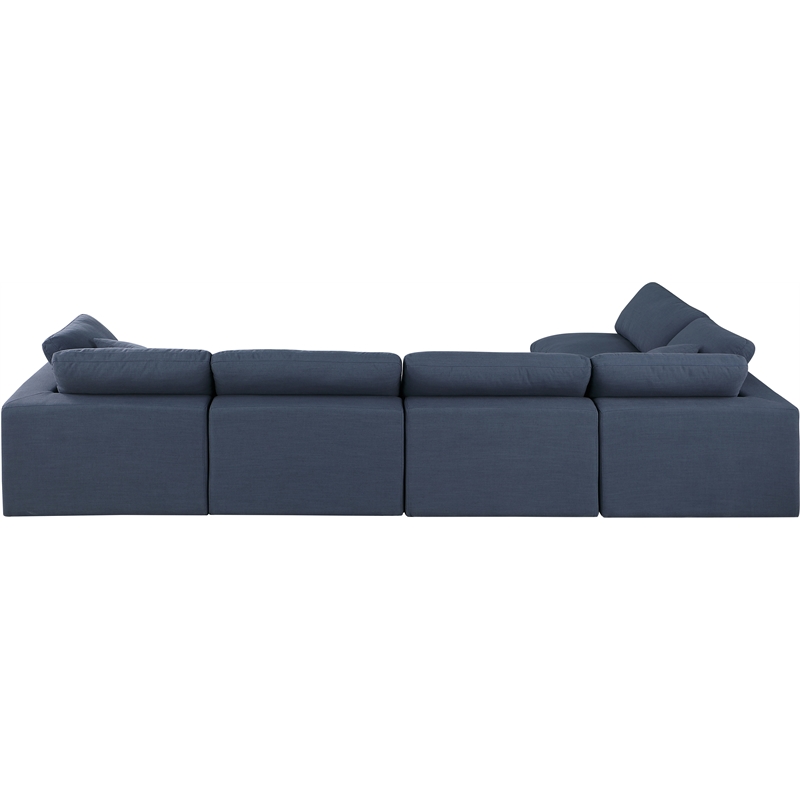 Meridian Furniture Comfy Navy Linen Textured Fabric 5-Pc. Modular Sectional