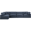 Meridian Furniture Comfy Navy Linen Textured Fabric 5-Pc. Modular Sectional