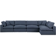 Meridian Furniture Comfy Navy Linen Textured Fabric 5-Pc. Modular Sectional