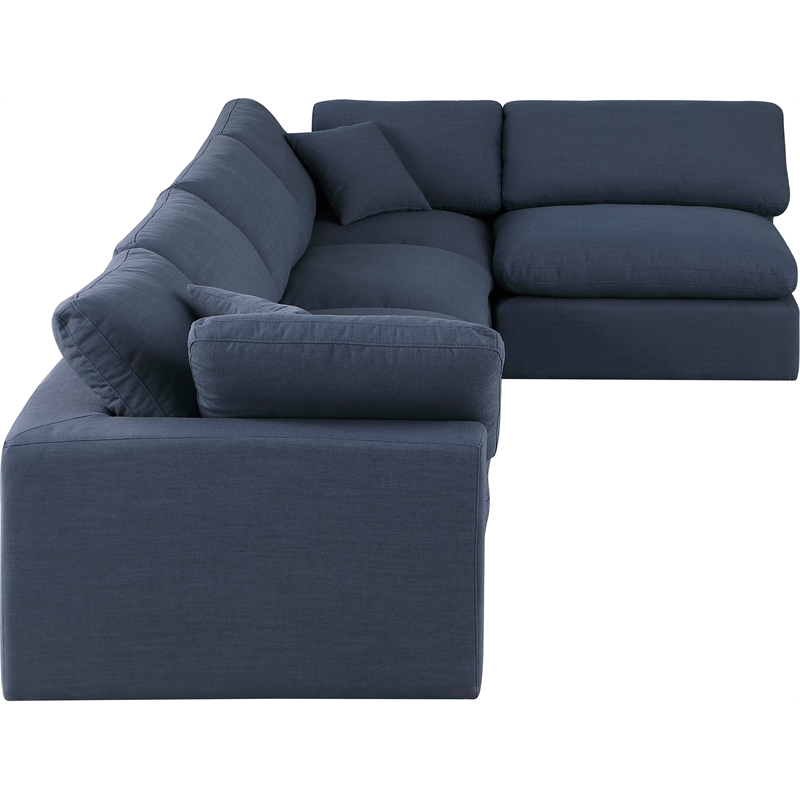 Meridian Furniture Comfy Navy Linen Textured Fabric 5-Pc. Modular Sectional