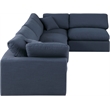 Meridian Furniture Comfy Navy Linen Textured Fabric 5-Pc. Modular Sectional