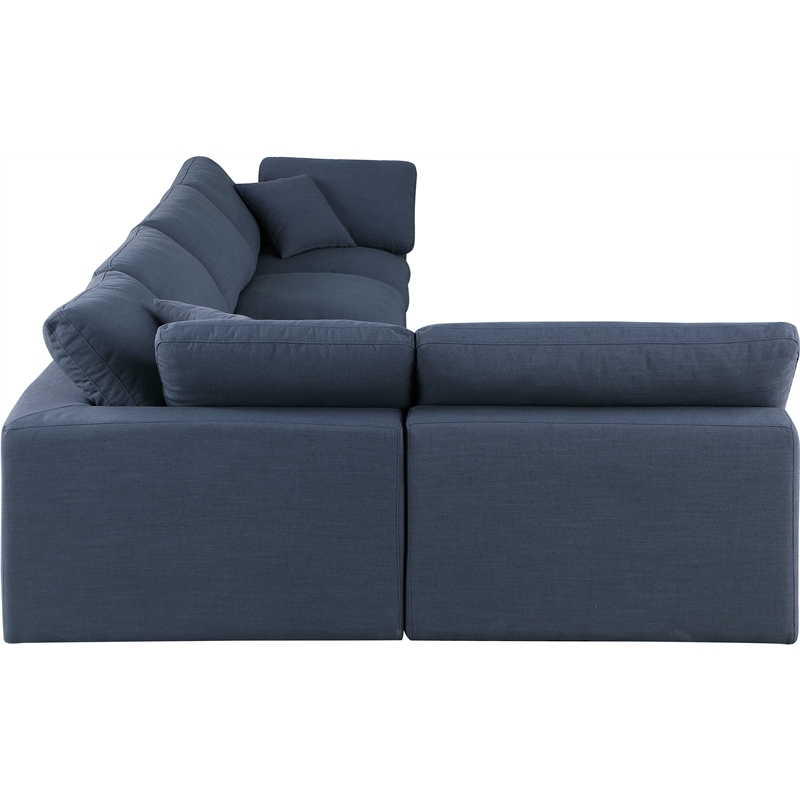 Meridian Furniture Comfy Navy Linen Textured Fabric 5-Pc. Modular Sectional