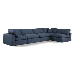 Meridian Furniture Comfy Navy Linen Textured Fabric 5-Pc. Modular Sectional