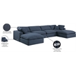 Meridian Furniture Comfy Navy Linen Textured Fabric 6-Pc. Modular Sectional