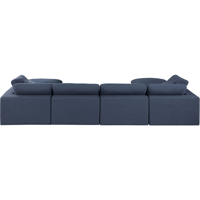 Meridian Furniture Comfy Navy Linen Textured Fabric 6-Pc. Modular Sectional