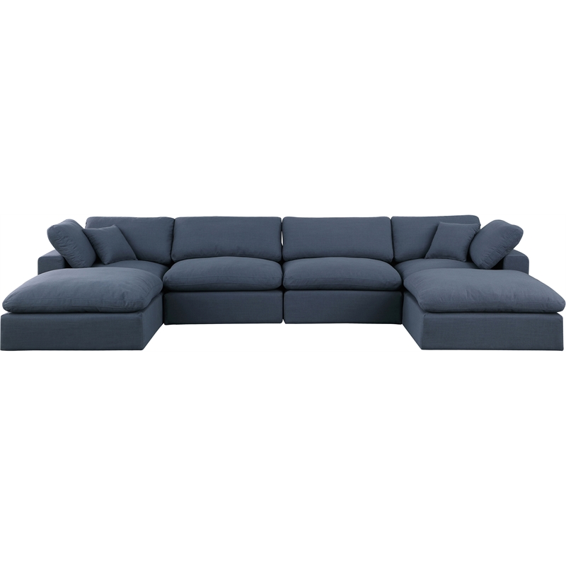 Meridian Furniture Comfy Navy Linen Textured Fabric 6-Pc. Modular Sectional