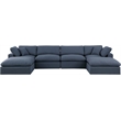 Meridian Furniture Comfy Navy Linen Textured Fabric 6-Pc. Modular Sectional