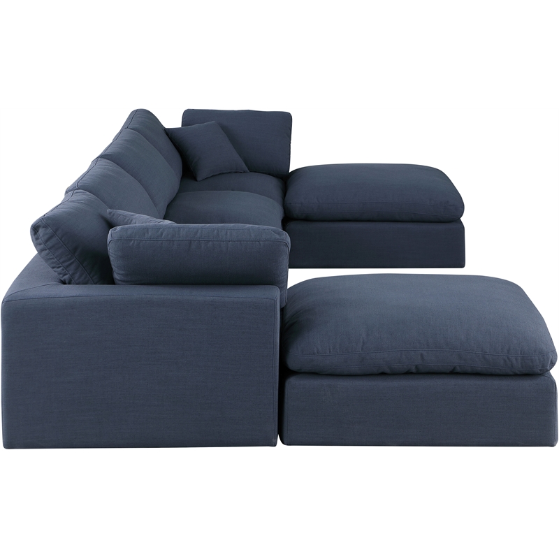 Meridian Furniture Comfy Navy Linen Textured Fabric 6-Pc. Modular Sectional