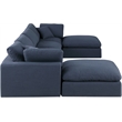 Meridian Furniture Comfy Navy Linen Textured Fabric 6-Pc. Modular Sectional