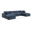 Meridian Furniture Comfy Navy Linen Textured Fabric 6-Pc. Modular Sectional