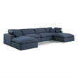 Meridian Furniture Comfy Navy Linen Textured Fabric 6-Pc. Modular Sectional