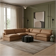 Meridian Furniture Comfy Cognac Vegan Leather 5-Pc. Modular Sectional