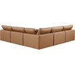 Meridian Furniture Comfy Cognac Vegan Leather 5-Pc. Modular Sectional