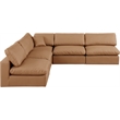 Meridian Furniture Comfy Cognac Vegan Leather 5-Pc. Modular Sectional