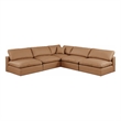 Meridian Furniture Comfy Cognac Vegan Leather 5-Pc. Modular Sectional