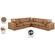 Meridian Furniture Comfy Cognac Vegan Leather 5-Pc. Modular Sectional