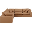 Meridian Furniture Comfy Cognac Vegan Leather 5-Pc. Modular Sectional