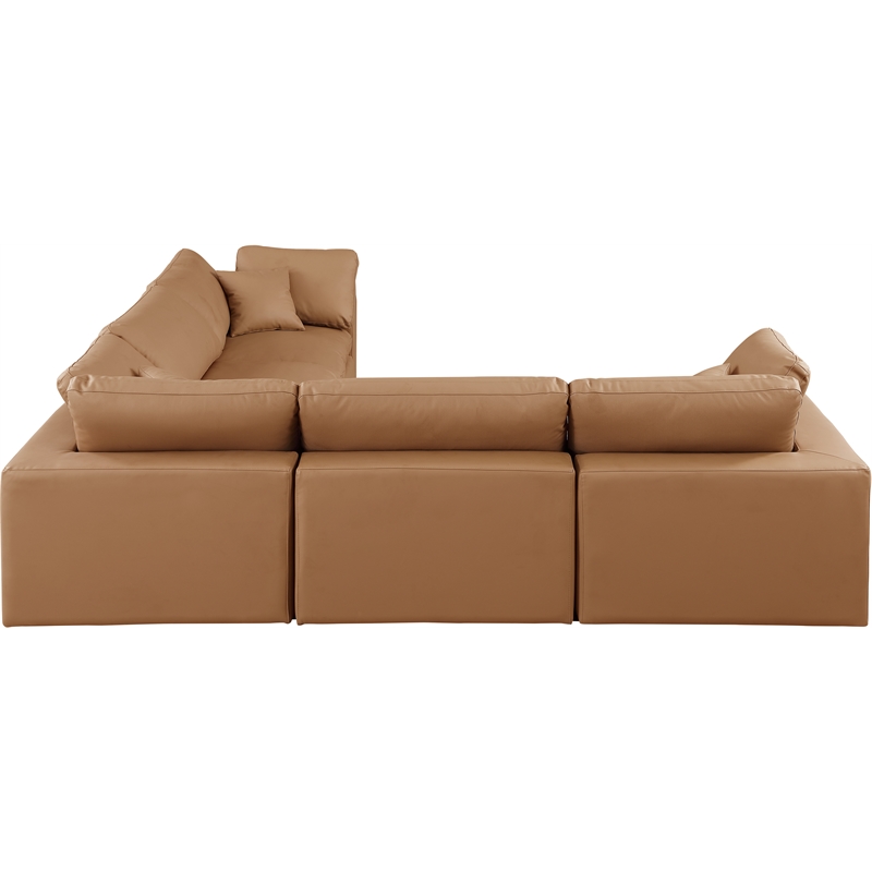 Meridian Furniture Comfy Cognac Vegan Leather 5-Pc. Modular Sectional