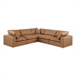 Meridian Furniture Comfy Cognac Vegan Leather 5-Pc. Modular Sectional