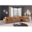 Meridian Furniture Comfy Cognac Vegan Leather 5-Pc. Modular Sectional