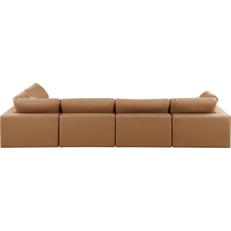 Meridian Furniture Comfy Cognac Vegan Leather 5-Pc. Modular Sectional