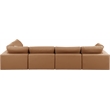 Meridian Furniture Comfy Cognac Vegan Leather 5-Pc. Modular Sectional
