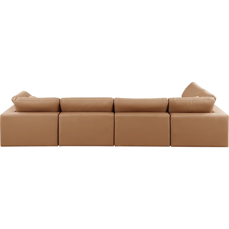 Meridian Furniture Comfy Cognac Vegan Leather 5-Pc. Modular Sectional