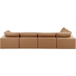 Meridian Furniture Comfy Cognac Vegan Leather 5-Pc. Modular Sectional
