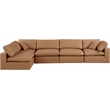 Meridian Furniture Comfy Cognac Vegan Leather 5-Pc. Modular Sectional