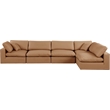 Meridian Furniture Comfy Cognac Vegan Leather 5-Pc. Modular Sectional