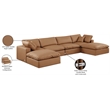 Meridian Furniture Comfy Cognac Vegan Leather 6-Pc. Modular Sectional