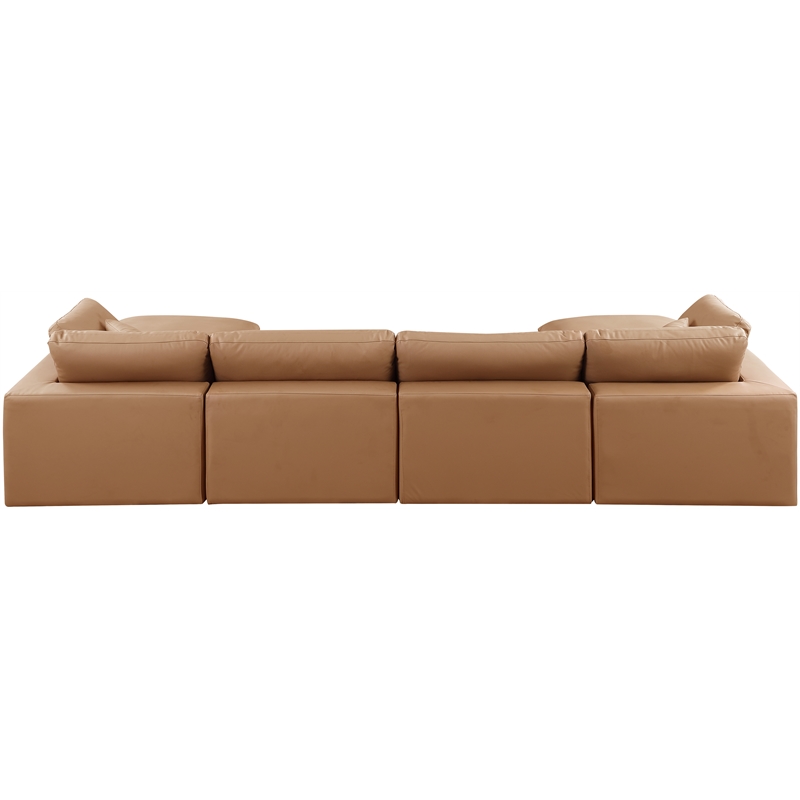 Meridian Furniture Comfy Cognac Vegan Leather 6-Pc. Modular Sectional