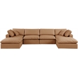 Meridian Furniture Comfy Cognac Vegan Leather 6-Pc. Modular Sectional