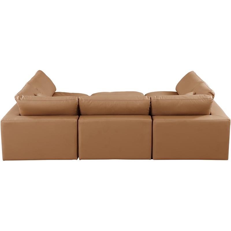 Meridian Furniture Comfy Cognac Vegan Leather 6-Pc. Modular Sectional