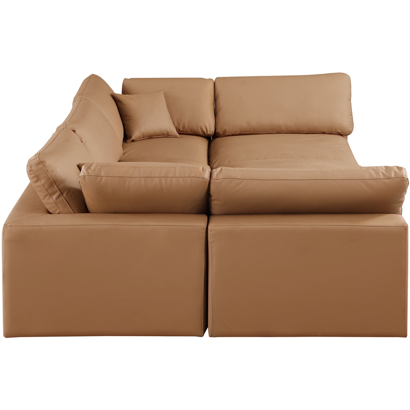 Meridian Furniture Comfy Cognac Vegan Leather 6-Pc. Modular Sectional