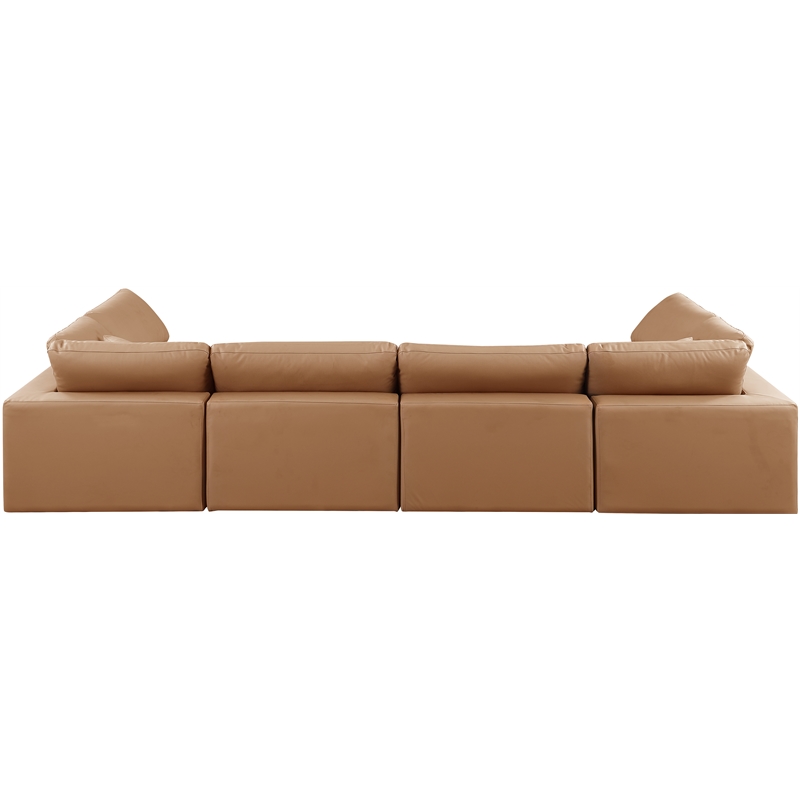 Meridian Furniture Comfy Cognac Vegan Leather 6-Pc. Modular Sectional
