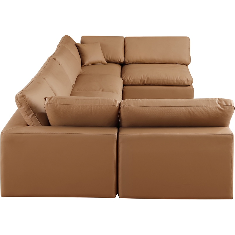 Meridian Furniture Comfy Cognac Vegan Leather 6-Pc. Modular Sectional